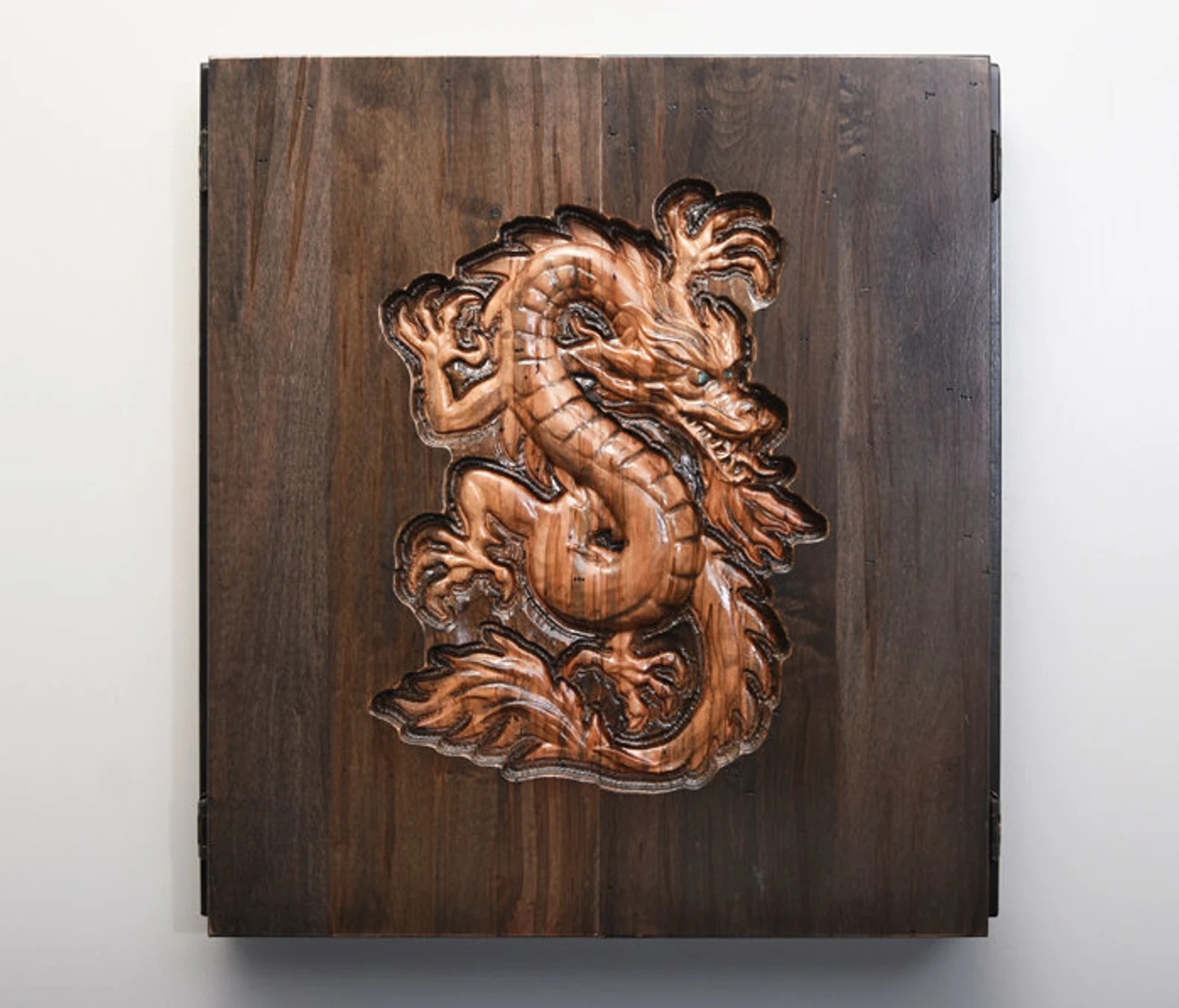 Dragon carved cabinet — walnut