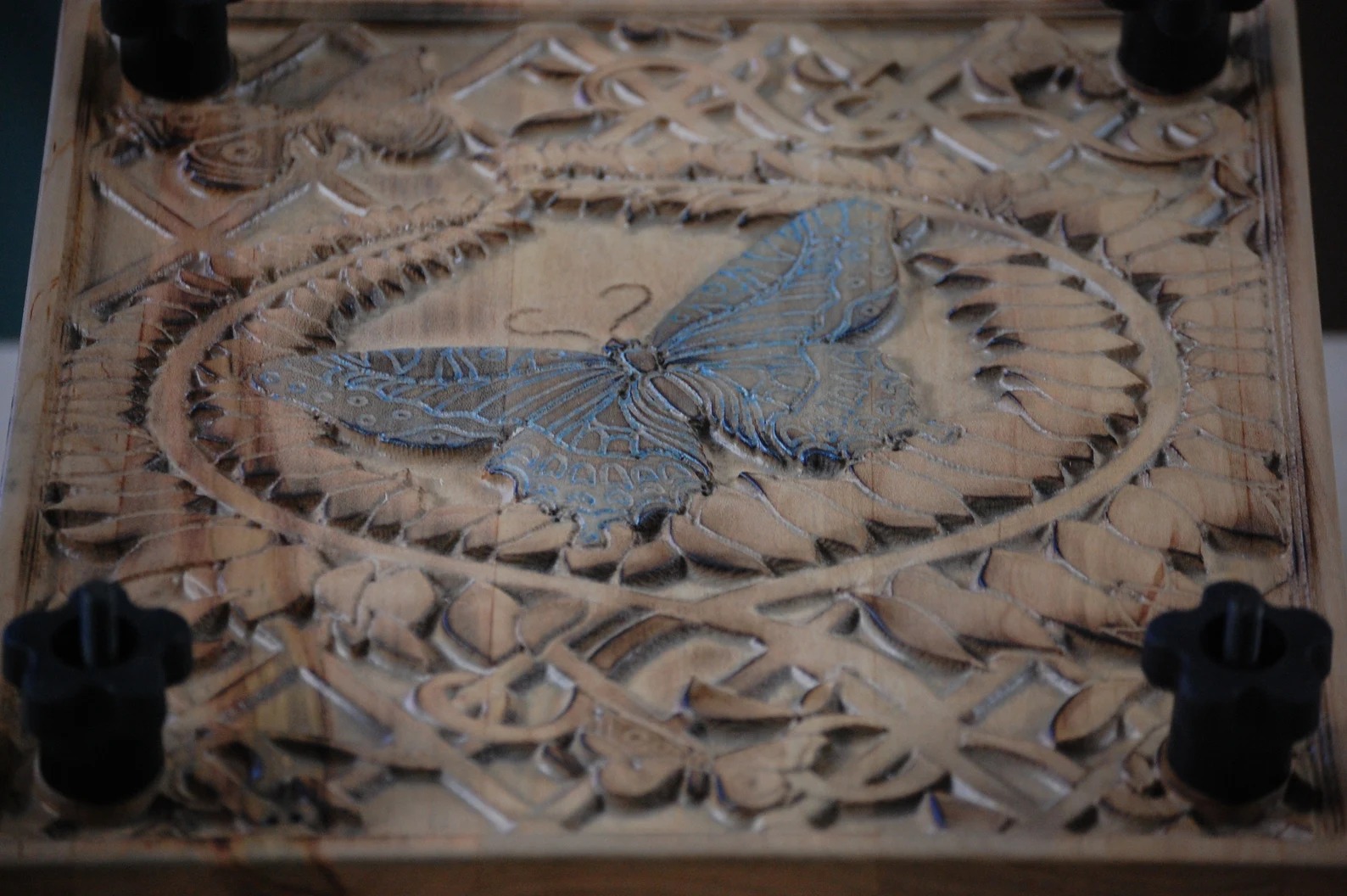 Flower press box — butterfly design