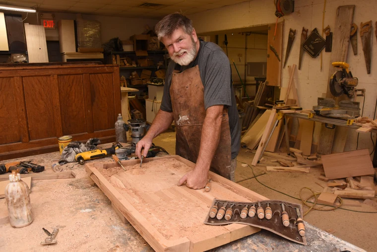 Michael Pritchett in his Four Oaks woodworking workshop