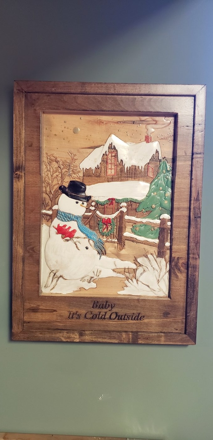 Snowman Christmas — hand carved holiday piece